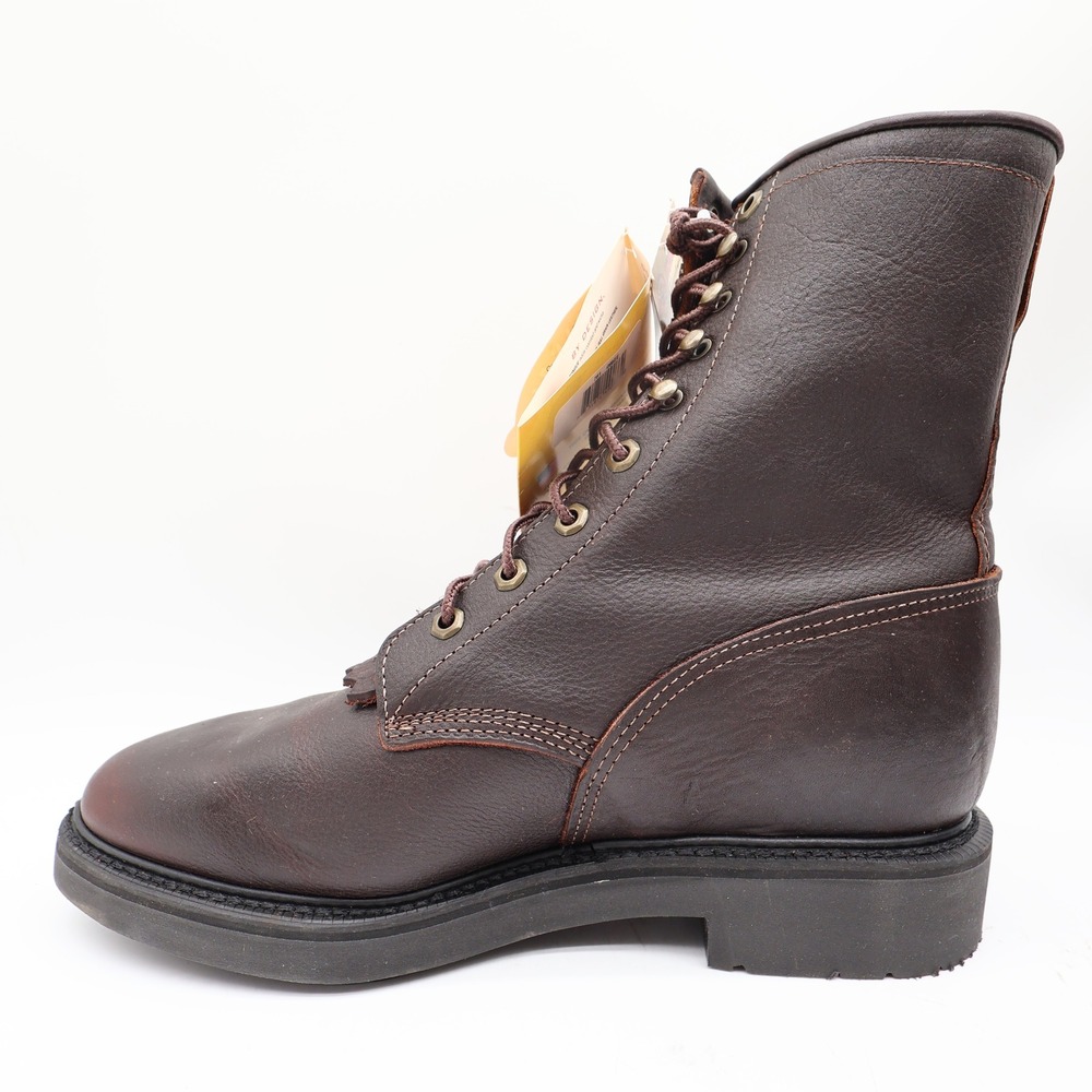 Justin 761 Work Boots Mens 9.5 EE Brown Briar Pitstop Leather New With Box - Picture 14 of 16